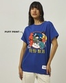 Shop Women's Blue Chigi Graphic Printed Boyfriend T-shirt-Full