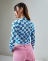 Shop Women's Blue & White Clueless Checked Slim Fit Short Top-Design