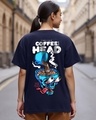 Shop Women's Blue Coffee Head Graphic Printed Boyfriend T-shirt-Front