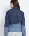Shop Women's Blue Color Block Denim Jacket-Full