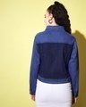 Shop Women's Blue Color Block Denim Jacket-Full
