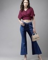 Shop Women's Blue Color Block Flared Jeans-Full