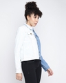 Shop Women's Blue & White Color Block Jacket-Design