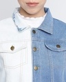 Shop Women's Blue & White Color Block Jacket