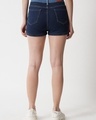 Shop Women's Blue Color Block Denim Shorts-Full