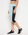 Shop Women's Blue Color Block Slim Fit Activewear Capri-Design