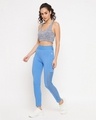Shop Women's Blue Color Block Slim Fit  Activewear Tights