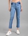 Shop Women's Blue Color Block Slim Fit Jeans-Front