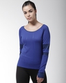Shop Women's Blue Color Block Slim Fit T-shirt-Front