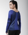 Shop Women's Blue Color Block Slim Fit T-shirt-Design