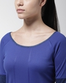 Shop Women's Blue Color Block Slim Fit T-shirt-Full