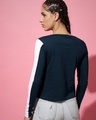 Shop Women's Blue Color Block T-shirt-Full