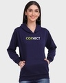 Shop Women's Blue Connect Hoodie Sweatshirt-Front