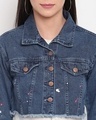 Shop Women's Blue Washed Crop Jacket