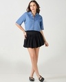 Shop Women's Blue Crop Shirt-Full