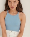 Shop Women's Blue Crop Top-Full