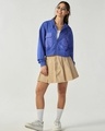 Shop Women's Blue Cropped Oversized Hoodies-Full