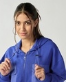 Shop Women's Blue Cropped Oversized Hoodies