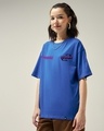 Shop Women's Blue Cyborg Dreams Graphic Printed Oversized T-shirt-Full
