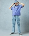 Shop Women's Blue Dark Cloud Graphic Printed Oversized Acid Wash T-shirt
