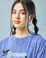 Shop Women's Blue Dark Cloud Graphic Printed Oversized Acid Wash T-shirt