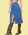 Shop Women's Blue Denim Center Slit Skirts-Design