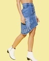 Shop Women's Blue Denim Washed Distressed Slant Skirts-Design