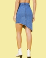 Shop Women's Blue Denim Washed Distressed Slant Skirts-Full