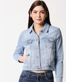 Shop Women's Blue Denim Jacket-Front