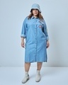 Shop Women's Blue Mickey Graphic Printed Oversized Plus Size Shirt Dress-Front