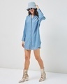 Shop Women's Blue Peanuts Graphic Printed Super Loose Fit Shirt Dress-Design