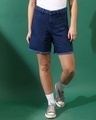 Shop Women's Blue Denim Shorts-Front