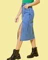 Shop Women's Blue Denim Side Slit Skirts-Design