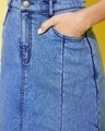 Shop Women's Blue Denim Side Slit Skirts