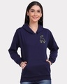 Shop Women's Blue Dino Skate Graphic Printed Hoodie-Front