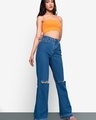 Shop Women's Blue Distressed Bootcut Jeans-Design