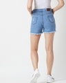 Shop Women's Blue Distressed Relaxed Fit Shorts-Design