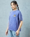 Shop Women's Blue Don't Give a Meow Graphic Printed Oversized Acid Wash T-shirt-Full