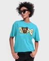 Shop Women's Blue Dope Bear Graphic Printed Oversized T-shirt-Front