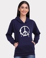Shop Women's Blue Dripping Peace Graphic Printed Hoodie-Front