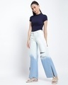 Shop Women's Blue Dyed Flared Jeans
