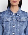 Shop Women's Blue Embroidered Jacket