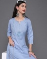 Shop Women's Blue Embroidered Kurta