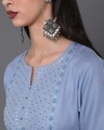 Shop Women's Blue Embroidered Kurta