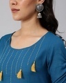 Shop Women's Blue Embroidered Kurta with Palazzo Set