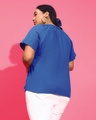 Shop Women's Blue Embroidered Relaxed Fit Plus Size Shirt-Full