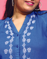 Shop Women's Blue Embroidered Relaxed Fit Plus Size Shirt