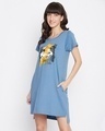 Shop Women's Blue Emoji Printed Short Night Dress-Full