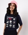 Shop Women's Blue Emotions Of PO Graphic Printed Oversized T-shirt-Front