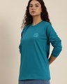 Shop Women's Blue Fake Typography Oversized T-shirt-Design